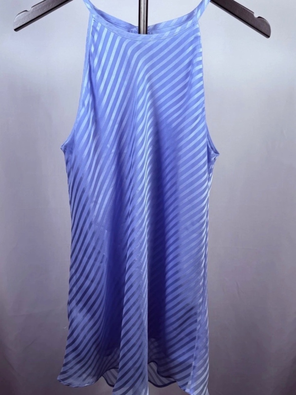 White House Black Market Satin Jacquard Stripe Cami Tank Periwinkle Blue Size S